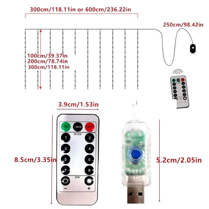 Lichtervorhang 3x3m - LED Lights für Weihnachten & Dekoration
